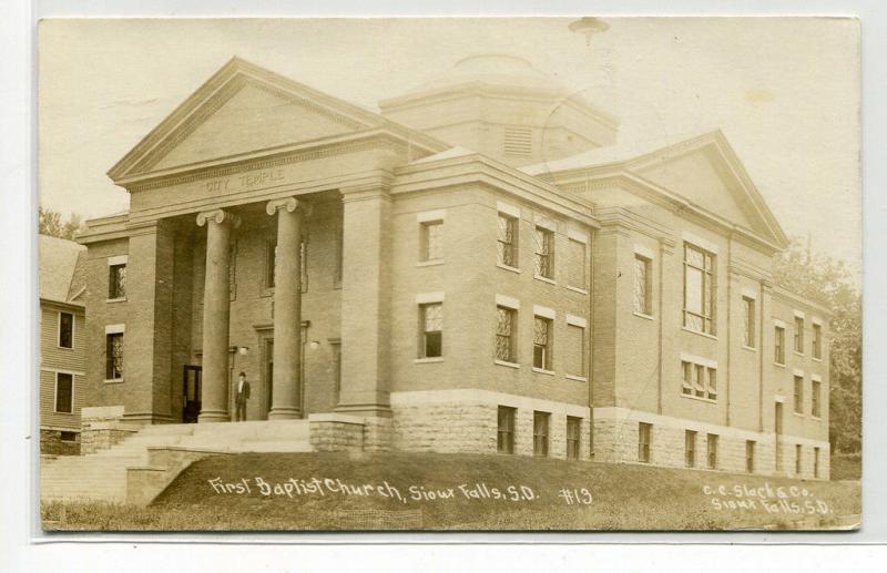 First Baptist Church Sioux Falls South Dakota 1913 postcard