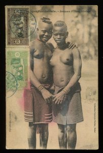 Jeunes Filles Diolas. Dakar, Senegal. Posted in 1922 to Marseille, France