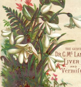 1882 DR. C. McLane's Liver Pills Quack Medicine Snowdrop Flowers &T