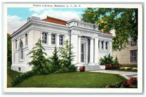 c1920 Public Library Babylon Exterior Building Long Island New York NY Postcard