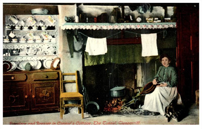 Irish Woman   Connor's Cottage Interior Woman stoking fire