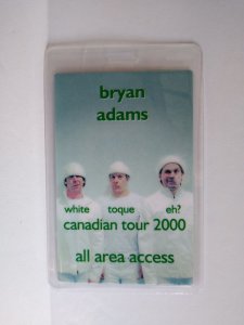 Bryan Adams Canadian Tour 2000 Backstage Pass Original Double Sided Pop Rock 