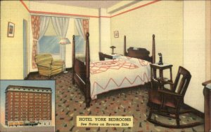 St. Louis MO Hotel York Linen Postcard Room Interior
