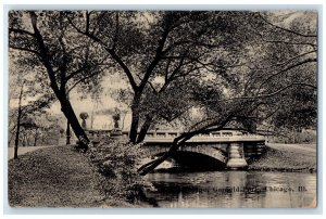 1907 Old Bridge Garfield Park Dirt Road Trees View Chicago Illinois IL Postcard