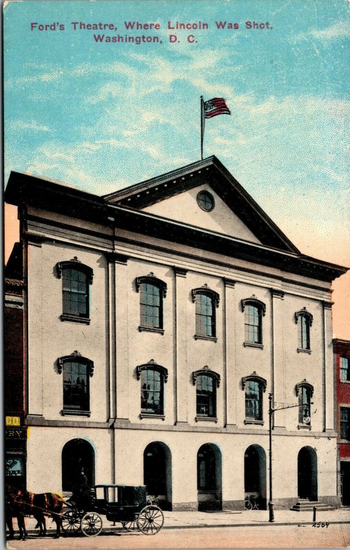 Vtg 1910s Ford Theatre Where Abraham Lincoln Was Shot Washington DC Postcard