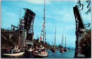 Washington, Montlake Bridge Opens, Boats, Seafair Celebration, Vintage Postcard