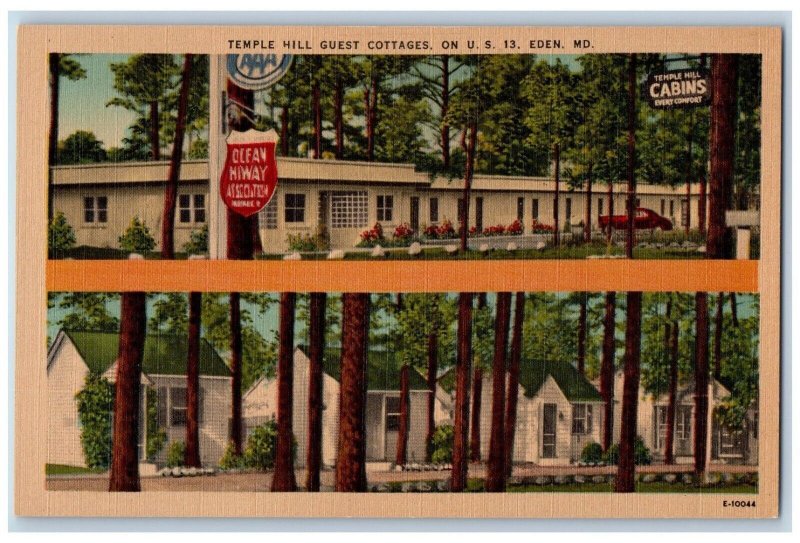 Eden Maryland Postcard Temple Hill Guest Cottages Exterior c1940 Vintage Antique