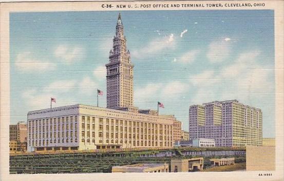 New U S Post Office And Terminal Tower Cleveland Ohio 1954