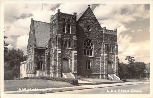 Real Photo, RPPC, LDS Stone Church, Independence, MO, Missouri,  Old Postcard