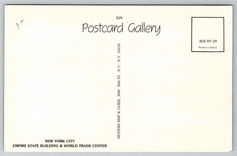 NYC Empire State Bldg World Trade Center New York Skyline At Night Postcard V30