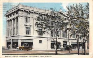 Billings Montana Masonic Temple Exterior Street View Antique Postcard K22106