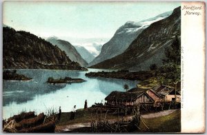 Nordfjord Norway Lake Mountain Houses Trails Pathways Postcard