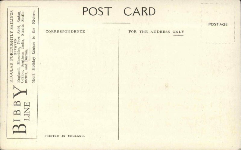 Bibby Line Steamer Steamship S.S. Oxfordshire Vintage Postcard