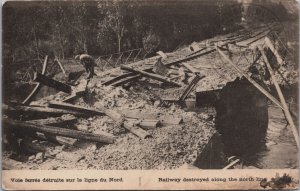 WW1 Railway Destroyed Along The North Line France World War 1 Postcard C138