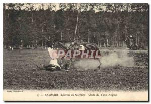 Old Postcard Horse Racing Equestrian Saumur Varrains Fall of English embankment