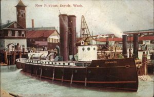 Antique Postcard SEATTLE WASHINGTON WA Fire Boat FIREBOAT FIRE FIGHTING