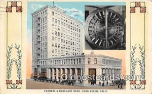 Farmers & Merchant Bank Long Beach, CA, USA 1925 light postal marking on front