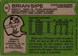 1978 Topps Football Card Brian Sipe Cleveland Browns sk7116