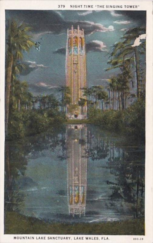 Florida Lake Wales Mountain Lake Sanctuary The Singing Tower At Night Curteich