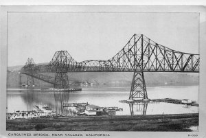 1930s Vallejo California Carquinez Bridge Clear View Wayne Postcard 25-4123