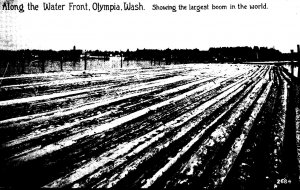 Washington Olympia Scene Along The Waterfront Showing Largest Log Boom In The...