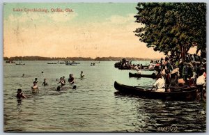 Postcard Orillia Ontario c1909 Lake Couchiching RARE Split Ring Cancel Rama Road