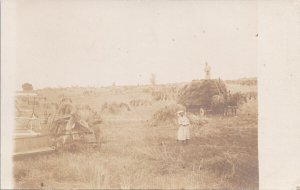 Farming Scene Agriculture People Farmland Unidentified Location RP Postcard E77