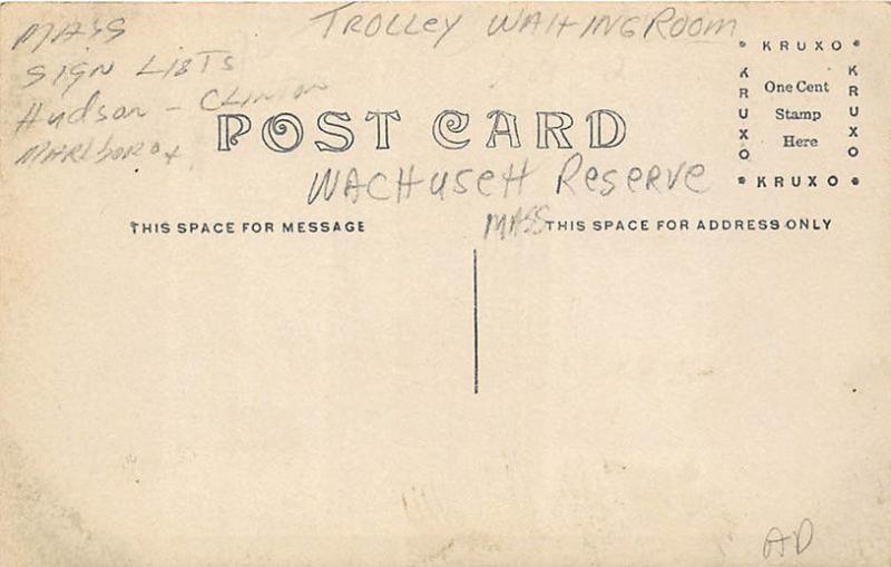 Wachusett Reserve MA Whites Corner Trolley Wait Room RPPC Postcard