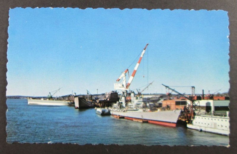 Bath Iron Works, Bath Maine ME Postcard - Battle Ships, Crane (F5)