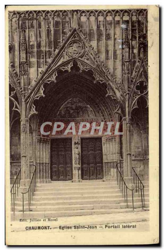 Old Postcard Chaumont Eglise Saint Jean lateral portal