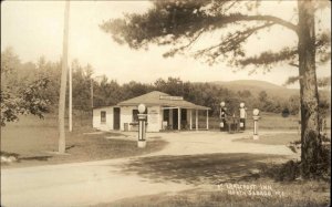 North Sebago Maine ME Lakecroft Inn Gas Pumps Vintage Real Photo Postcard