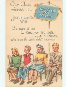 Pre-1980 Religious KIDS SITTING AT SUNDAY SCHOOL AC7509