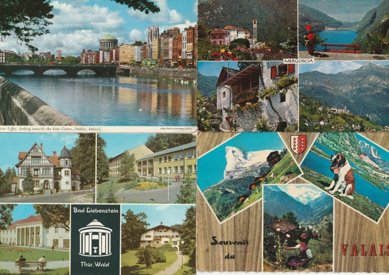 World Selection of  350 assorted used and new postcards,