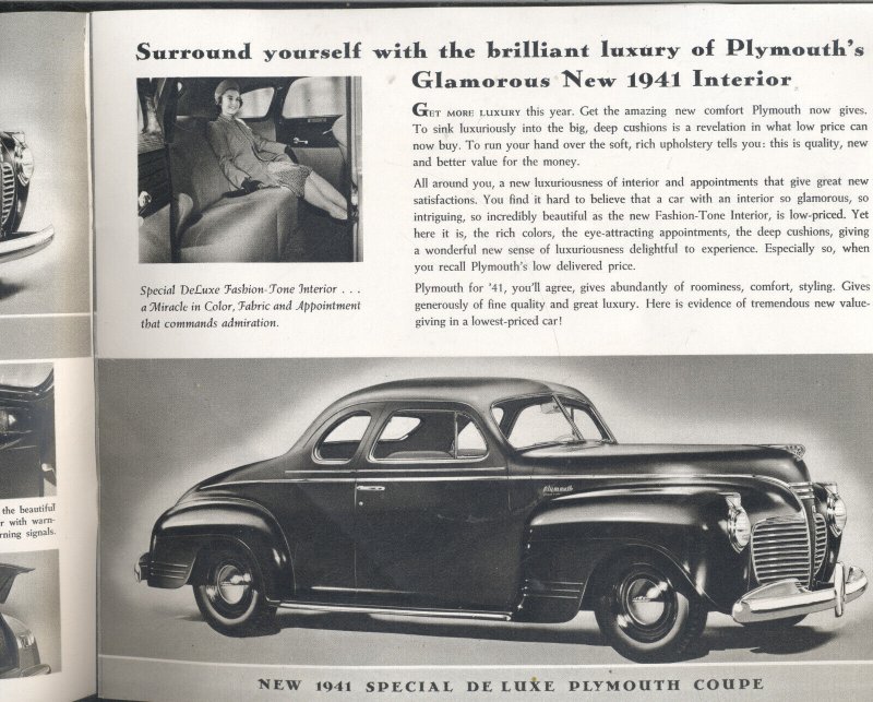 VINTAGE 1941 PLYMOUTH SEDAN COUPE CAR DEALER ADVERTISING BROCHURE ORIGINAL MOPAR