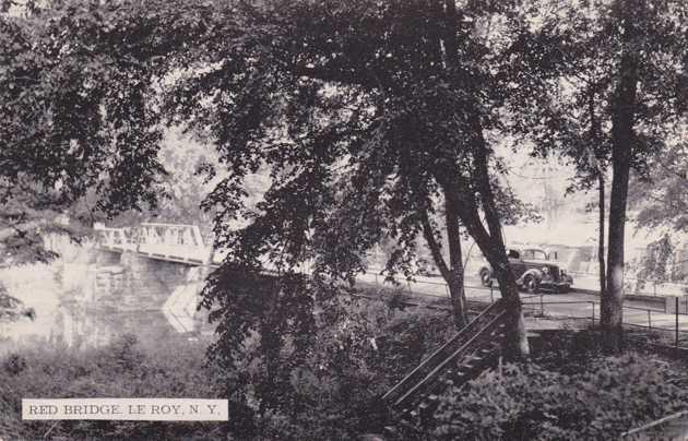 Red Bridge at Le Roy NY, New York - pm 1953