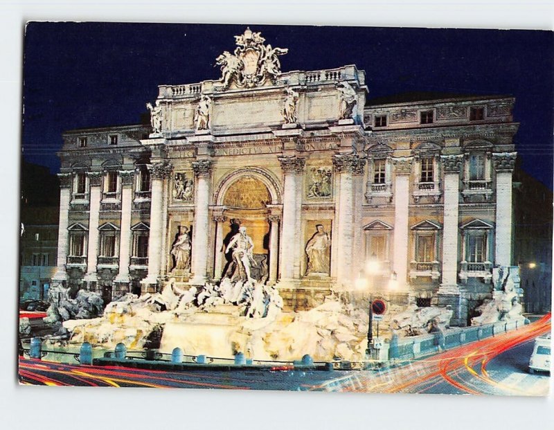 Postcard Fountain of Trevi (by night), Rome, Italy