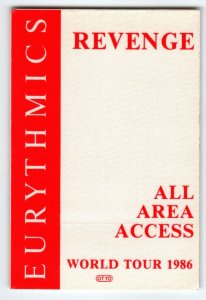 Eurythmics Revenge 1986 Backstage Pass New Wave Synth-Pop Tour Cloth Vintage