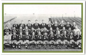 1939 Championship Team Green Bay Packers NFL Football c1990s Repro Postcard