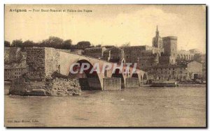 Old Postcard Avignon Pont St Benezet and Palais des Papes