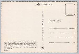 State View~Air View Bryce Canyon Park Utah~Continental Postcard