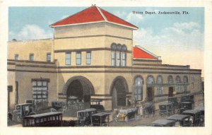 UNION DEPOT JACKSONVILLE FLORIDA TRAIN DEPOT STATION POSTCARD (1920s)