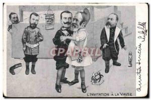 Old Postcard Satirical Policy l & # 39invitation a waltz Alfonso XIII Loubet ...