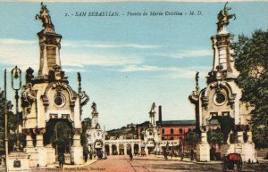 Spain San Sebastian Puente de Maria Cristina Vintage Postcard B92