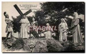 Old Postcard Pontchateau Calvaire De La Madeleine Jesus Console Girls