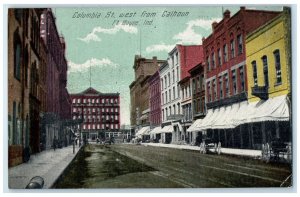 View Of Columbia Street West From Calhoun Fort Wayne Indiana IN Antique Postcard