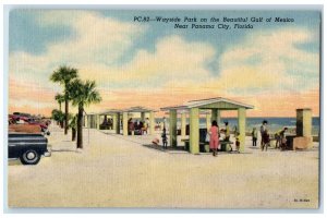 1957 Wayside Park Gulf Of Mexico Picnic Tourists Panama City Florida FL Postcard