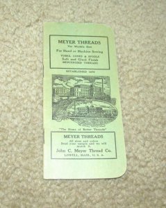 Antique Meyer Threads Lowell MA Mass Massachusetts Advertising Note Pad (G18)