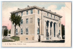 Creston Iowa IA Postcard US Post Office Stairs Entrance c1910 Antique Unposted