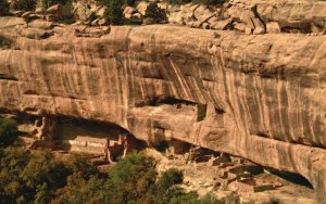 Vintage Postcard Fire Temple And New Fire House Mesa Verde Nat'l Park Colorado