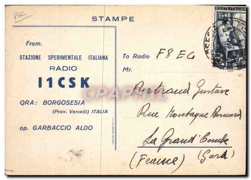 Postcard Old Telegraphie IICSK Garbaccio Aldo Vercelli Borgosesia